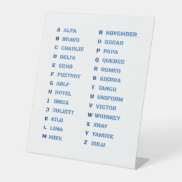 NATO Phonetische Alphabet Chart - Taktischer A-Z C Sockelschild