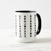 NATO Phonetische Alphabet, Schwarze Briefe Tasse (VorderseiteRechts)