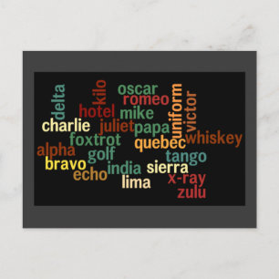 NATO Phonetisches Alphabet (dunkler Hintergrund) Postkarte