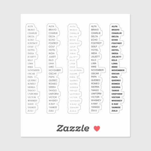 NATO Phonetisches Alphabet für Keyboard-Monitor Aufkleber (Blatt)