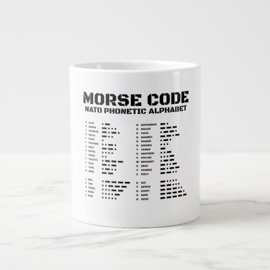 NATO Phonetisches Alphabet, Morse Code, Aviation Jumbo-Tasse (Vorderseite)