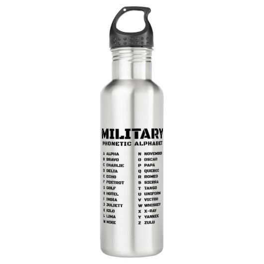 NATO Radio Alphabet - Leitfaden für taktische Sign Edelstahlflasche (Vorderseite)