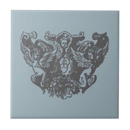 Nattier-blue Angels – Coat of arms – Emblem Fliese (Vorderseite)