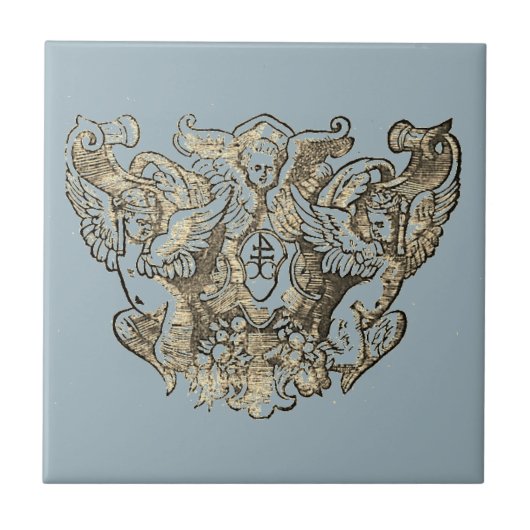 Nattier-blue Angels – Coat of arms – Emblem Fliese (Vorderseite)