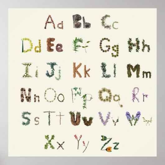Natur Alphabet Kinder Erziehung Botanisches ABC Poster (Vorne)