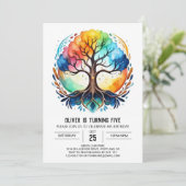 Natur bearbeitbarer Baum des Lebens Geburtstag Einladung (Stehend Vorderseite)