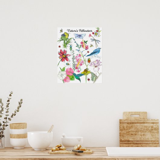 Natur-Bestäuber Honigbienen-Insekten-Blume Poster (Küche)