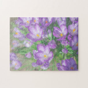 Natur Blassfarbene Lila Pastelle Crocus Blume Blüt Puzzle