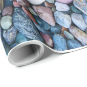 NATUR BLAUE STEINE WET PEBBLE PATTERN GESCHENKPAPIER (Rolleneckpunkt)
