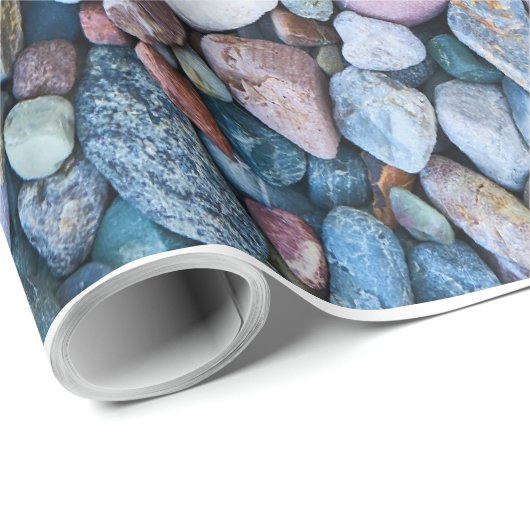 NATUR BLAUE STEINE WET PEBBLE PATTERN GESCHENKPAPIER (Rolleneckpunkt)
