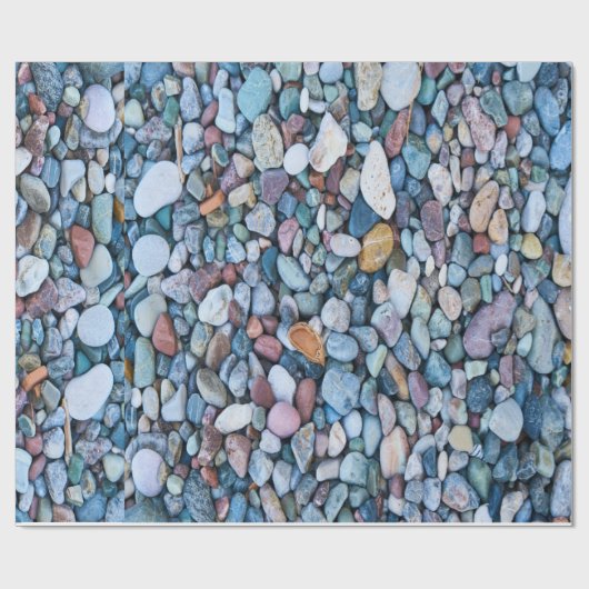 NATUR BLAUE STEINE WET PEBBLE PATTERN GESCHENKPAPIER (Flach)