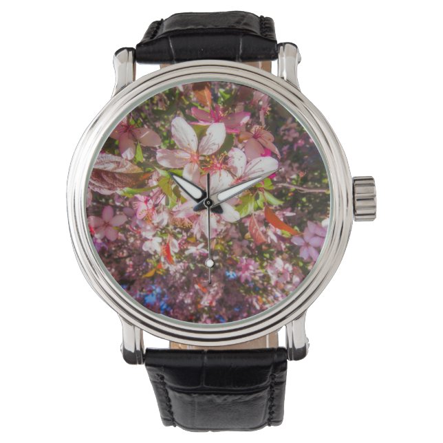 Natur blüht Herz in Blume sanfte Blüten Armbanduhr (Vorderseite)