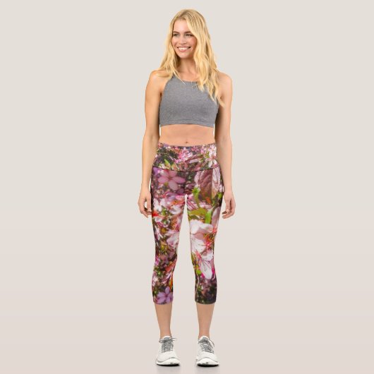 Natur blüht Herz in Blume sanfte Blüten Capri Leggings (Vorderseite)