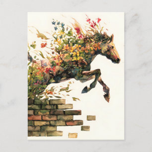 Natur Botanisches Blumenhorse Jumping Ankündigungspostkarte