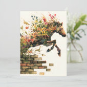 Natur Botanisches Blumenhorse Jumping Feiertagskarte (Stehend Vorderseite)
