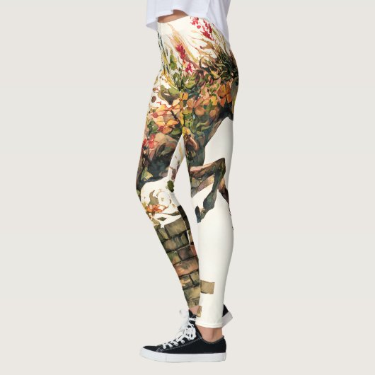 Natur Botanisches Blumenhorse Jumping Leggings (Links)