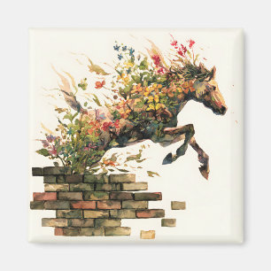 Natur Botanisches Blumenhorse Jumping Magnet