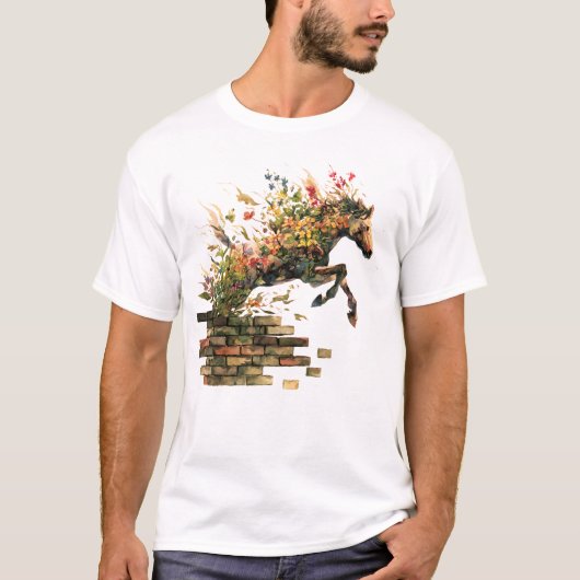 Natur Botanisches Blumenhorse Jumping T-Shirt (Vorderseite)
