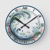 Natur Botanisches Design mit römischen Zahlen Runde Wanduhr (Vorderseite)