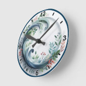 Natur Botanisches Design mit Zahlen + Markern Runde Wanduhr (Winkel)