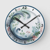 Natur Botanisches Design mit Zahlen + Markern Runde Wanduhr (Vorderseite)