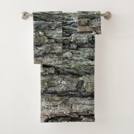 Natur-botanisches Kiefern-Baum-Barken-Foto Badhandtuch Set