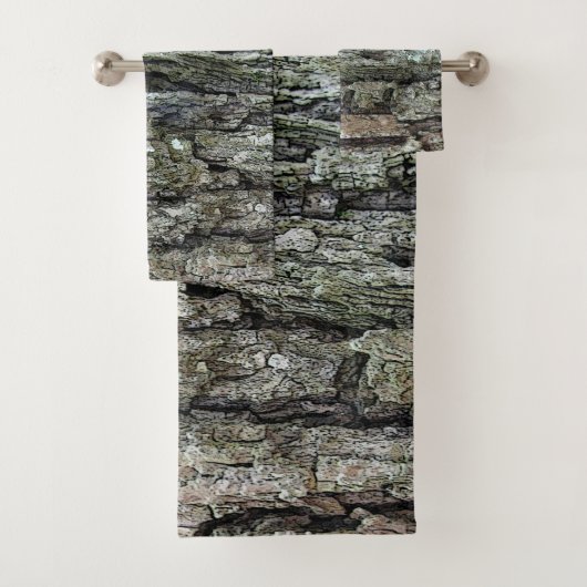 Natur-botanisches Kiefern-Baum-Barken-Foto Badhandtuch Set (Insitu)