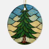 Natur-Buntglas-Tannenbaum | Weihnachtsbaum Keramik Ornament (Links)