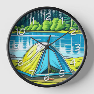 Natur-Camping-Themenzelt im Wald Uhr
