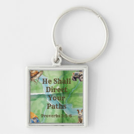 Natur Christlich Inspiriert Silver Square Schlüsse Schlüsselanhänger