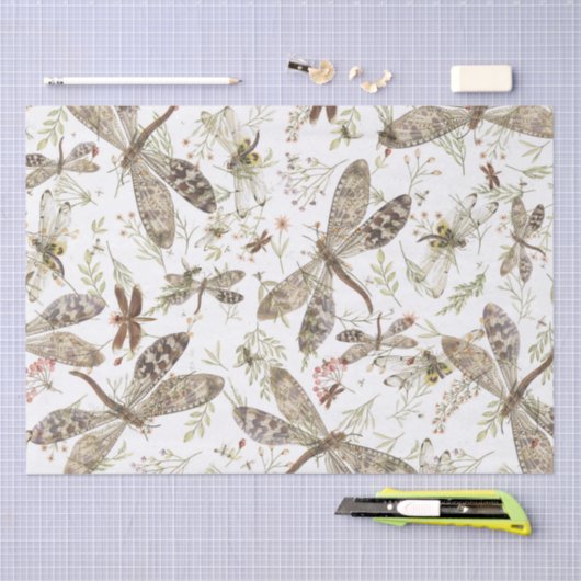 Natur-Collagen-Libellen Seidenpapier (Handwerk)