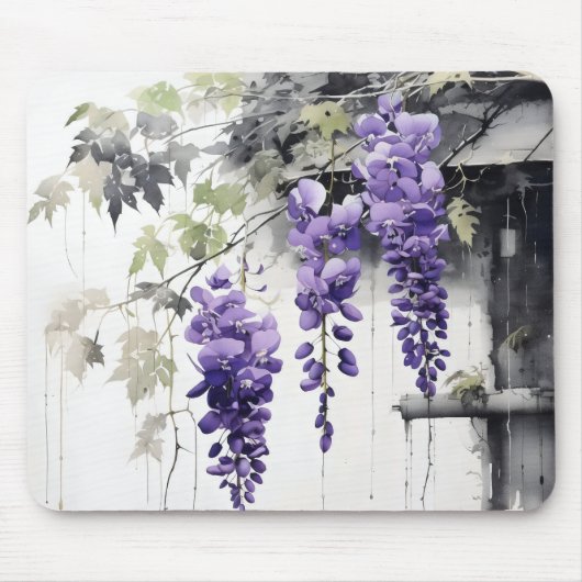 Natur Delikate violette Blumen Mousepad (Vorne)