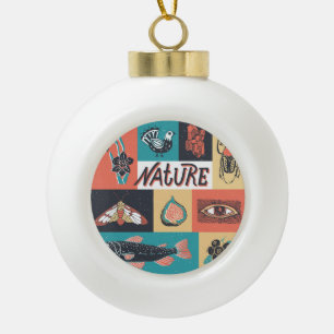 Natur-Elemente, Retro-Stil Icons. Keramik Kugel-Ornament