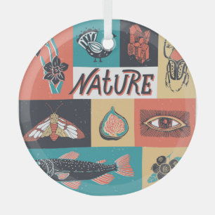 Natur-Elemente, Retro-Stil Icons. Ornament Aus Glas
