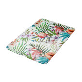 Natur-Gartenmuster des extravaganten Flamingos Badematte (Schrägansicht)