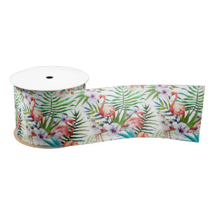Natur-Gartenmuster des extravaganten Flamingos Satinband