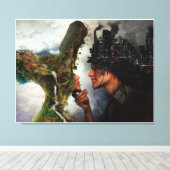 Natur gegen Zivilisationsleinwand Leinwanddruck (Insitu (Holzboden))