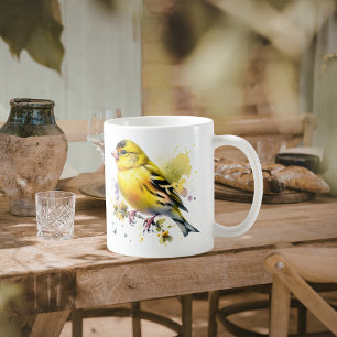 Natur Gelber Vogel Aquarell Kaffeetasse