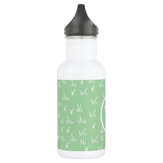 Natur | Green Grass Pattern & Monogramm Edelstahlflasche (Links)