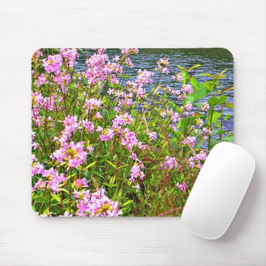 Natur, grün, Wildblumen, rosa, Wasser Mousepad (Mit Mouse)