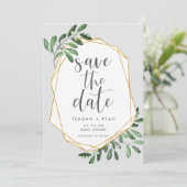 Natur | Grüne Wasserfarbe Botanisch Save The Date (Stehend Vorderseite)