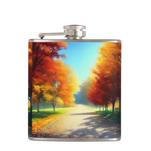 Natur-Herbstbäume im Wald Flachmann (Vorderseite)