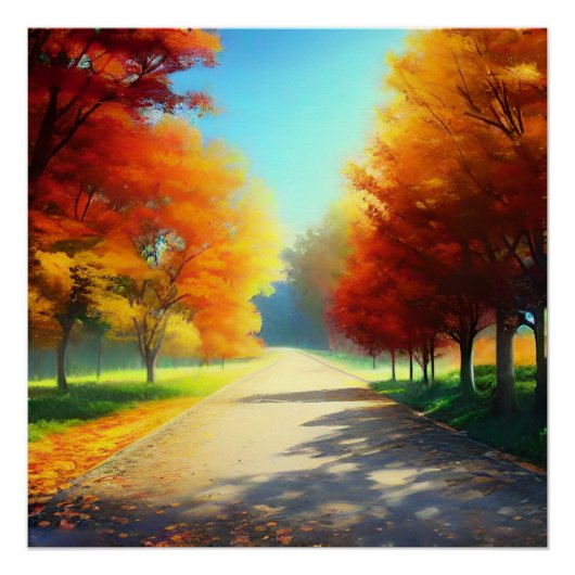 Natur-Herbstbäume im Wald Poster (Vorderseite)