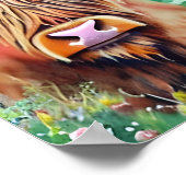 Natur Hochland Kuh Aquarell Poster (Ecke)