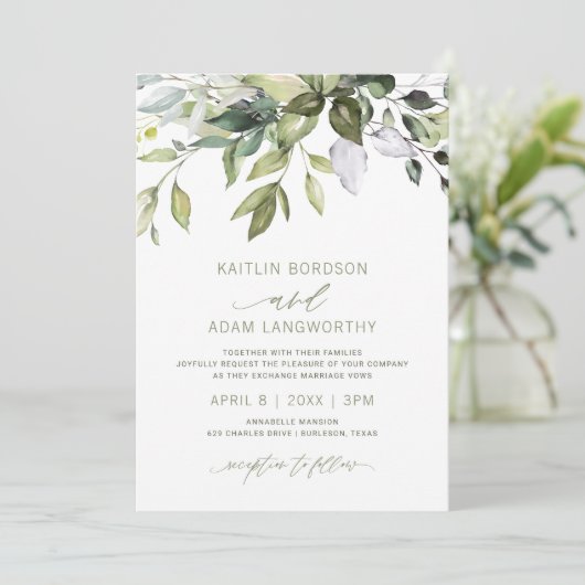 Natur Hochzeit Botanische Landschaft Wasserfarbe Einladung (Stehend Vorderseite)