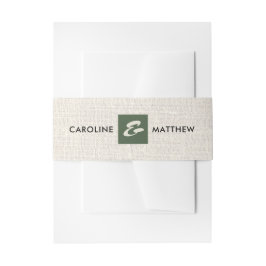 Natur | Hochzeitsfeier mit grüner Burlap Texture Einladungsbanderole