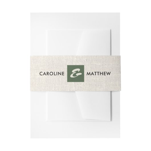 Natur | Hochzeitsfeier mit grüner Burlap Texture Einladungsbanderole (Vorderseite Beispiel)