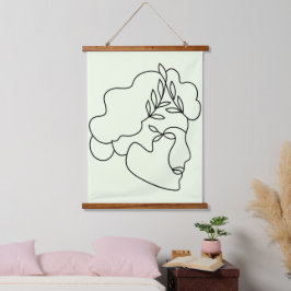 Natur im Inneren - Abstrakte botanische Gesichtspf Wandteppich Mit Holzrahmen