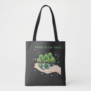 Natur in unseren Händen Aquarell Umweltkunst Tasche