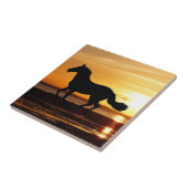 Natur Inspiration Pferd Silhouette in Sonnenunterg Fliese (Seite)